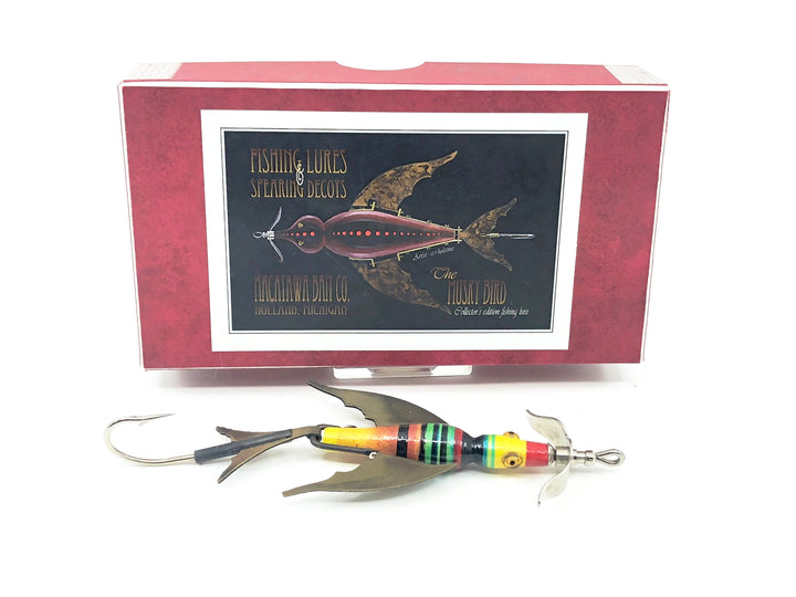 Macatawa Bait Co. Mini Musky Bird, Red/Yellow/Green/Black Color w/Box