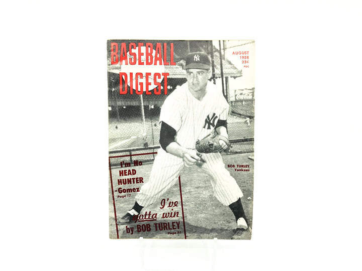 Vintage August 1958 Baseball Digest Bob Turley New York Yankees