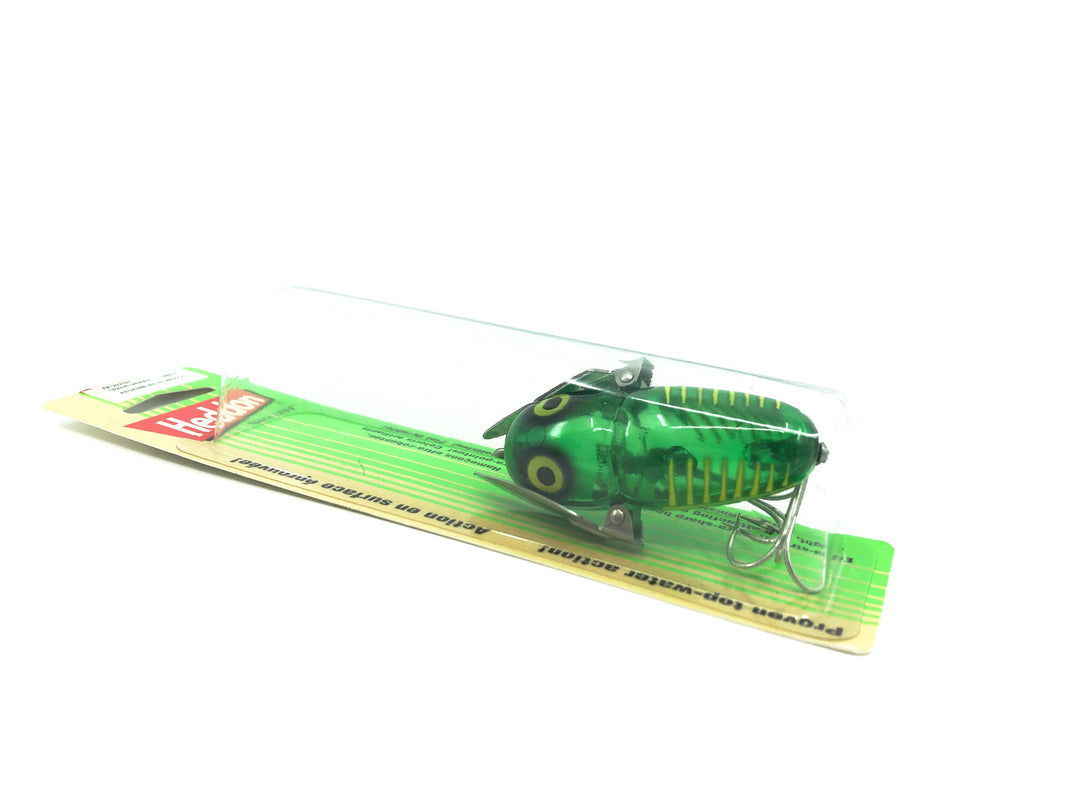 Heddon Crazy Crawler, XGY Transparent Green Shore Color on Card