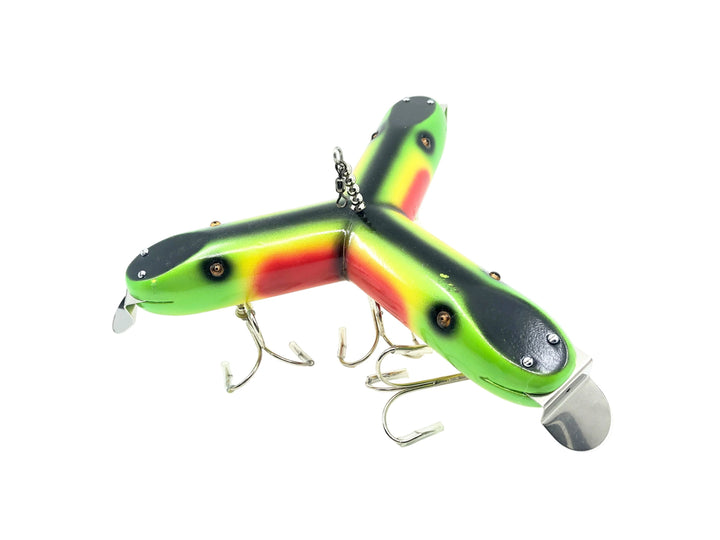 Musky Dan (XXX Lures) 3 Headed Giant Pikie Decoy, Rainbow Fire Color w/COA