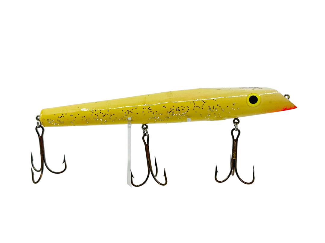 Wooden Musky Topwater Crank, White/Silver Flitter Color