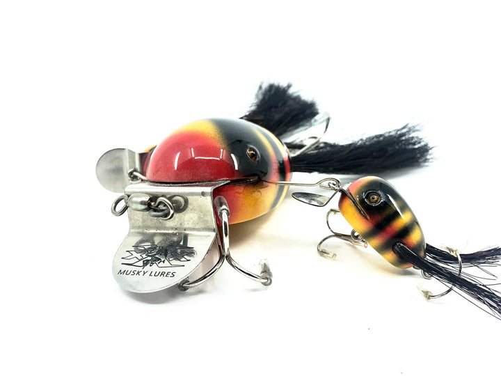 Musky Dan (XXX Lures) Husky Dingbat Trio, Gold/Yellow/Red/Black Back & Ribs Color w/COA