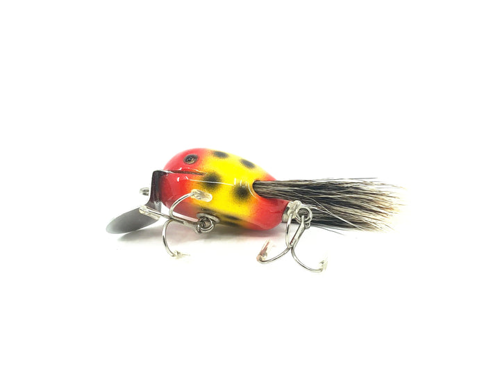 Musky Dan (XXX Lures) Baby Dingbat, Red Head & Tail/Yellow, Black Spots w/COA