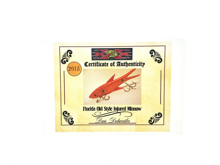 Musky Dan (XXX Lures) Florida Old Style Injured Minnow, Goldfish Color w/COA