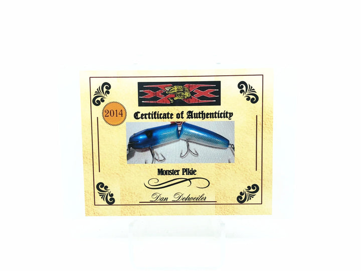 Musky Dan (XXX Lures) Monster Pikie 14", Blue Flash Color w/COA