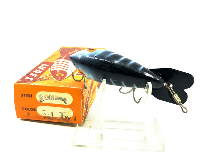 Wooden Bomber 500, #14 Black/White Ribs Color with Two Piece Box