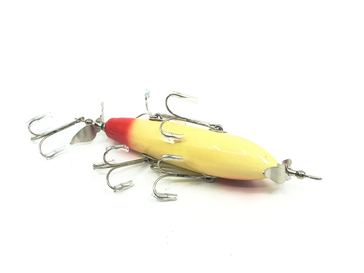 Musky Dan (XXX Lures) 5 Hook Lure, White/Red Eye & Tail w/COA