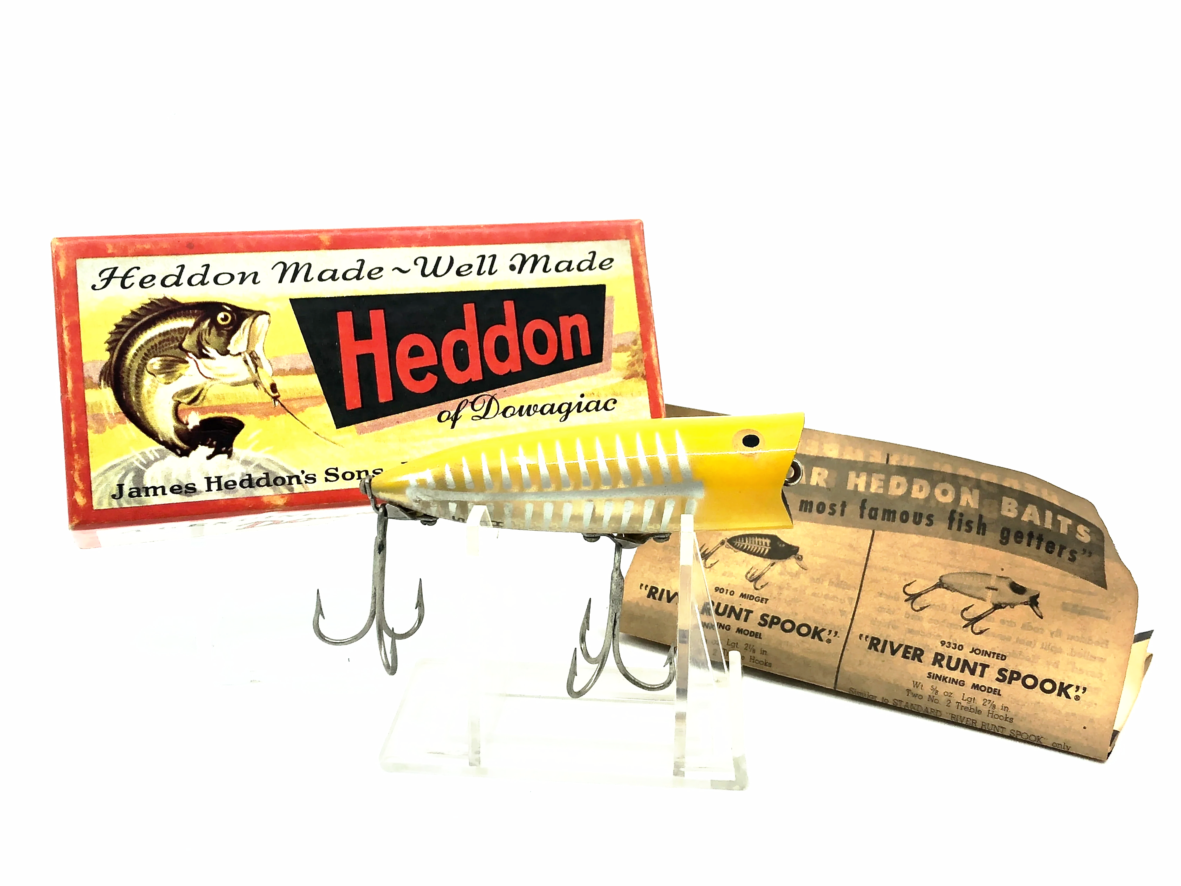 Leurre De Pêche Vintage Heddon Chugger Spook #9540 XRY – Shore Minnow Jaune
