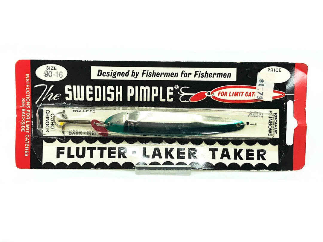 Swedish Pimple Flutter Laker Take, Aqua Green/Nickel Color New on Card