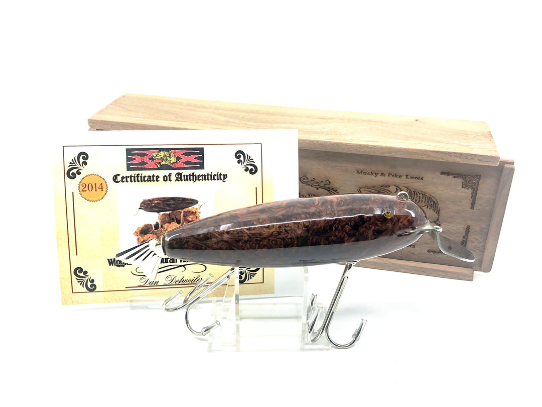 Musky Dan (XXX Lures) Wiggler, Honduran Rosewood Burl w/Box & COA