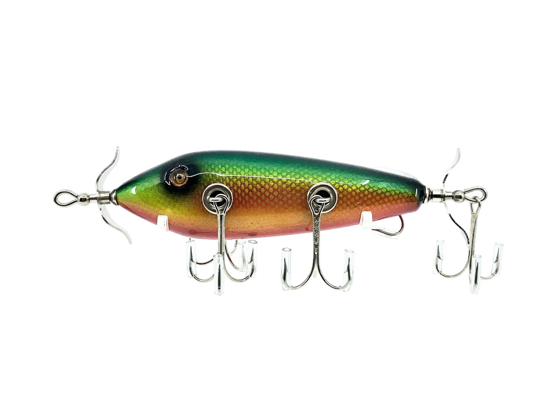 Musky Dan (XXX Lures) 5 Hook Minnow (150), Green/Red/Gold Scale w/COA