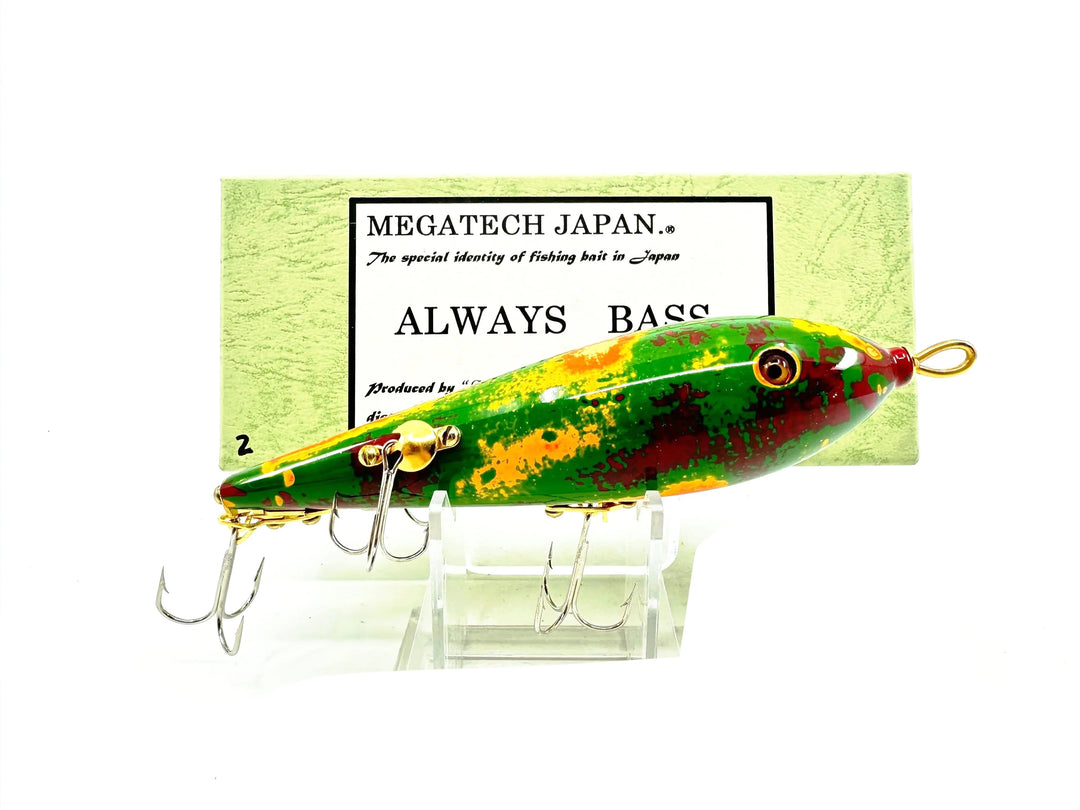 Megatech Japan Always Bass 4 Hook Lure, Green/Yellow/Orange/Brown Color w/Box-Signed
