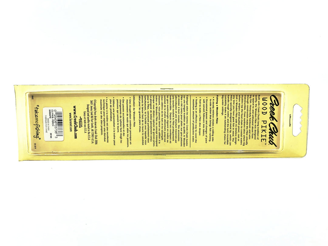 Creek Chub Wooden Giant Straight Pikie 6800, Perch Color, New on Card Old Stock IW6800PE