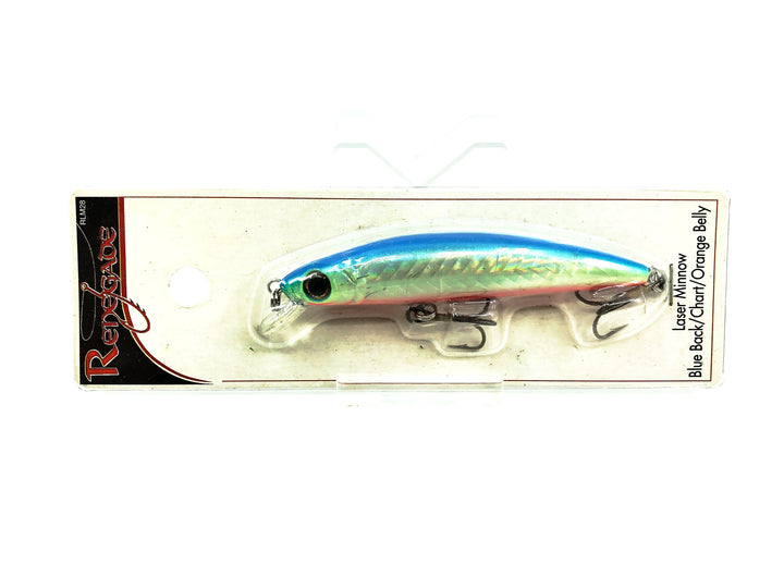 Renegade Laser Minnow, Blue Back/Chartreuse/Orange Belly Color on Card