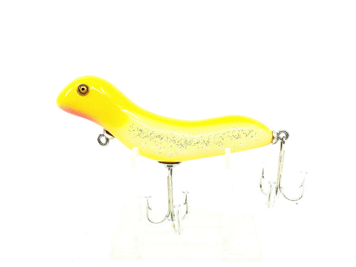Musky Dan (XXX Lures) Topwater Walking Bird Bait, Yellow Flitter Color