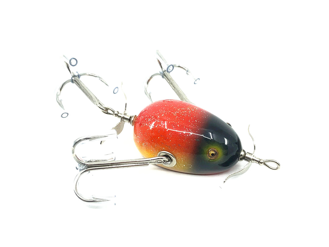 Musky Dan (XXX Lures) Kent Frog, Black Head/Red/Silver Flitter Color
