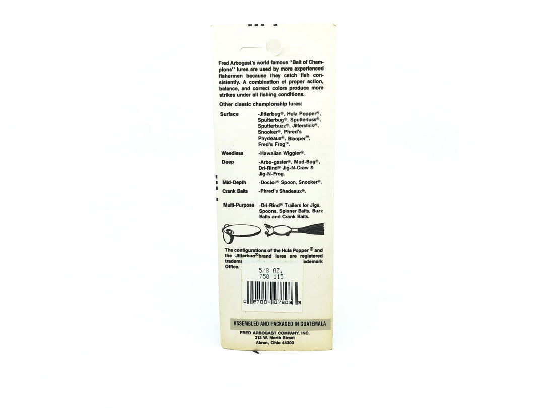 Arbogast Hula Popper 5/8oz, #115 Fire Tiger Color on Card