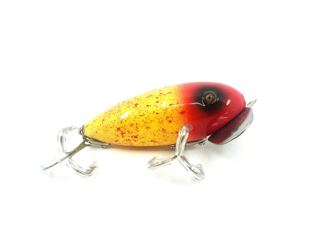 Musky Dan (XXX Lures) Jitter Bug, Yellow/Red Head & Speckles Color