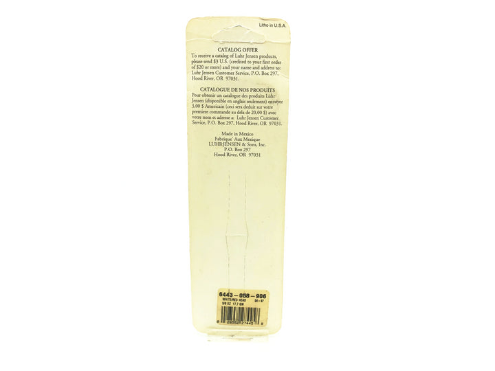 Luhr-Jensen South Bend Bass Oreno 973, #06 White/Red Head Color on Card