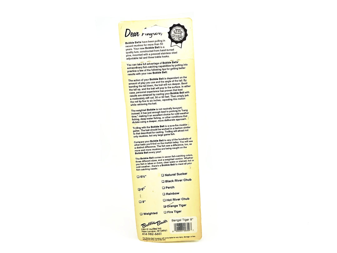 Bobbie Bait 8" Jerk Bait, Perch Color on Card