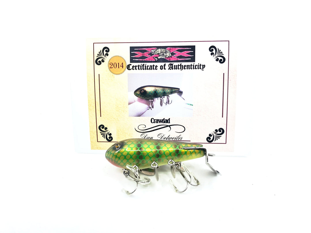 Musky Dan (XXX Lures) Crawdad, Green Craw Color w/COA