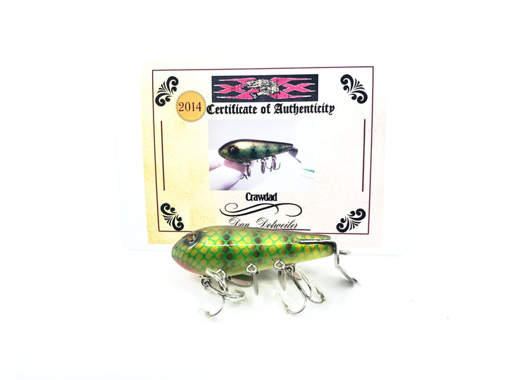 Musky Dan (XXX Lures) Crawdad, Green Craw Color w/COA