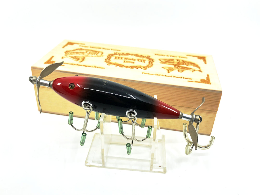 Musky Dan (XXX Lures) 5 Hook Minnow, Red/Black Color with Box