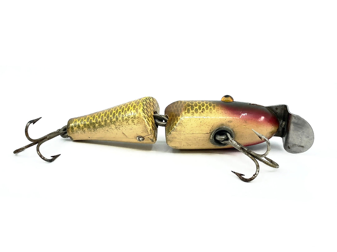 Creek Chub 2700 Baby Jointed Pikie Minnow, Color 2704 Golden Shiner, Wooden Lure Glass Eyes
