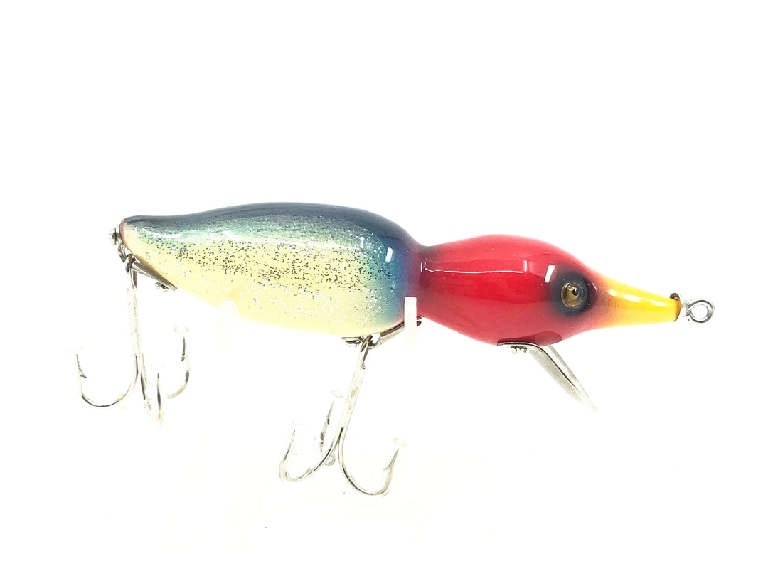 Musky Dan (XXX Lures) Duck Lure, Red Head/Blue Flitter Color