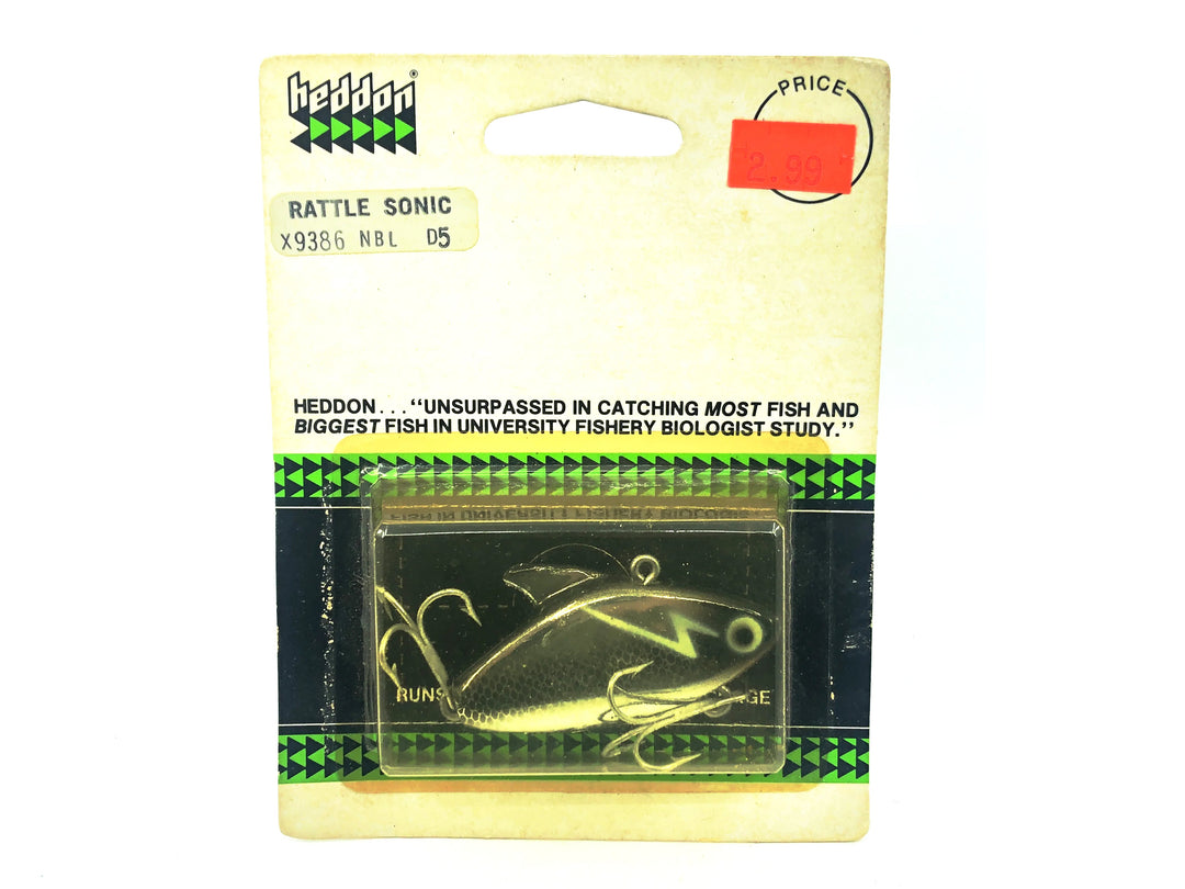Heddon Super Rattle Sonic, NBL Nickel/Black Shiner Color on Card