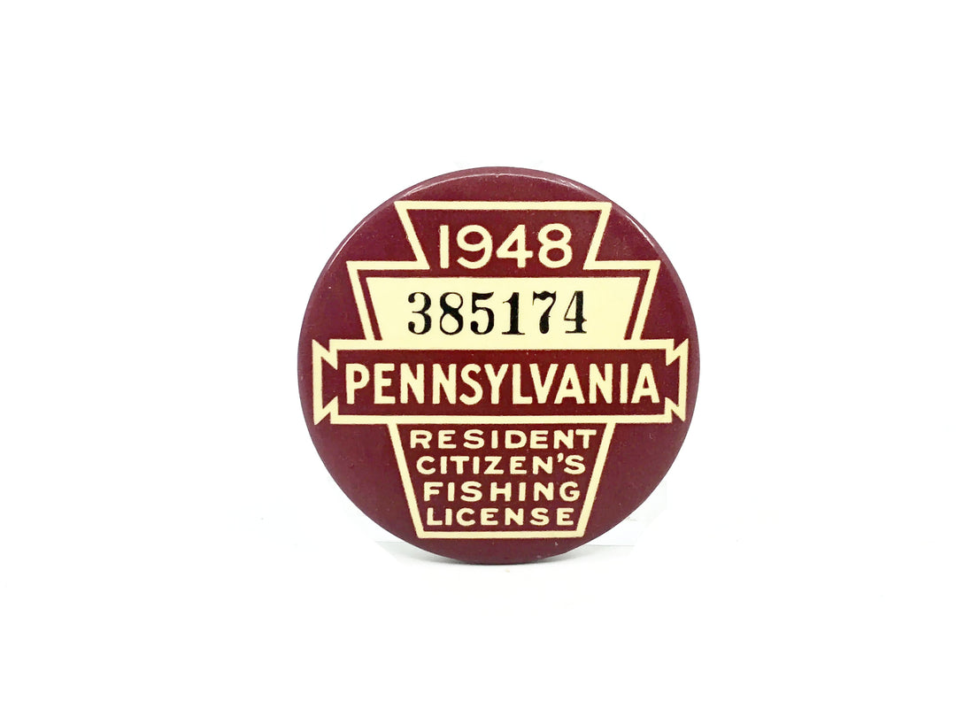 1948 Pennsylvania Resident Fishing License Button