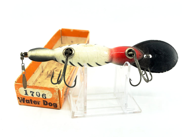Bomber Wooden Waterdog 1700 Series, #06 White/Black Ribs Color with Box