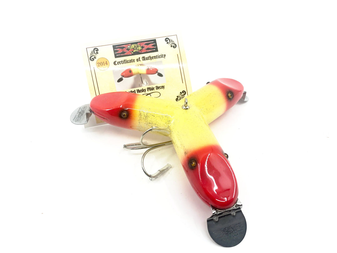 Musky Dan (XXX Lures) 3 Headed Husky Pikie Decoy, Red Head/White Flitter Color w/COA
