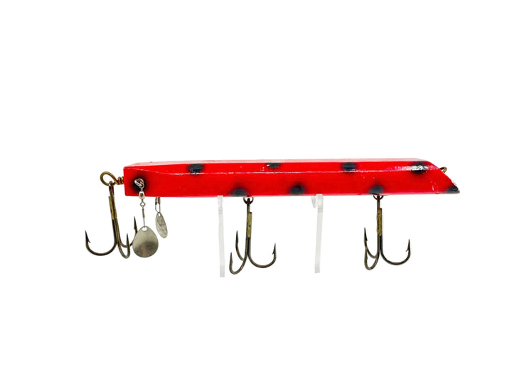 Unknown Musky Jerkbait, Fluorescent Red/Black Dots
