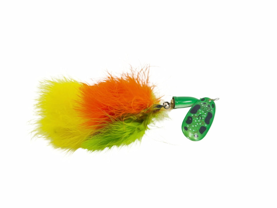 Blue Fox Tandem Super Vibrax #6 Spinner, Frog Blade/Maribou Firetiger Tail Color