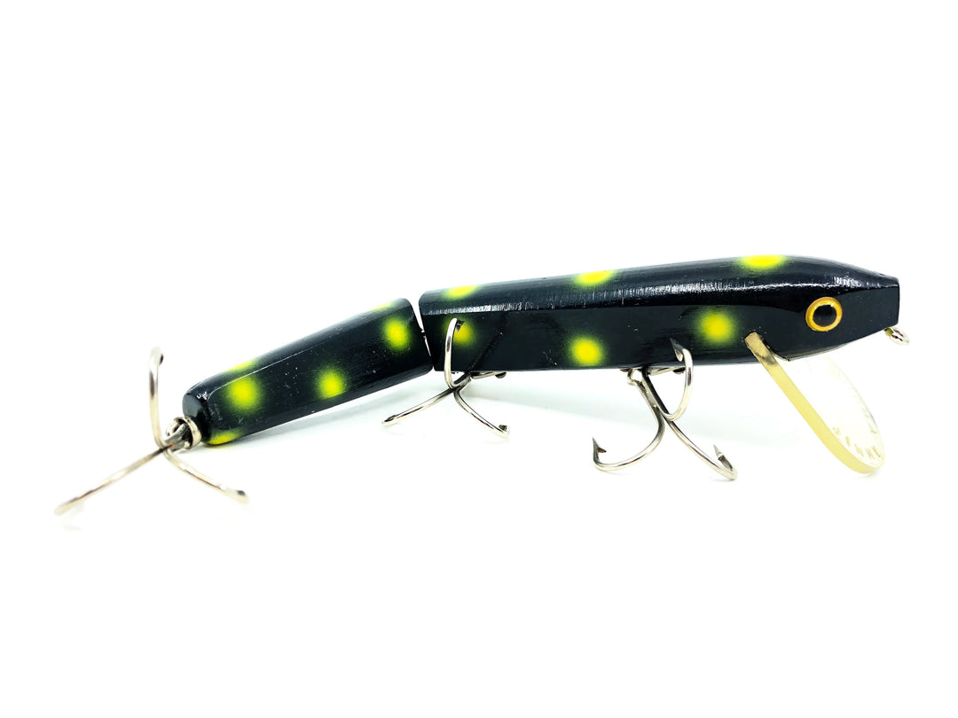 Jimmy Lure's 7" Jointed Musky Bait, Black/Chartreuse Spots Color