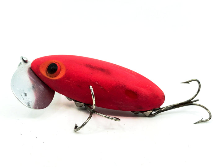 Arbogast Jitterbug 5/8oz, Fire Plug Fluorescent Red Color, Vintage Bugged-Eyed Model