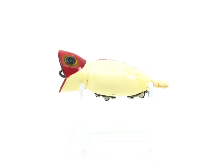 Arbogast Hula Popper, Red Head/White Color