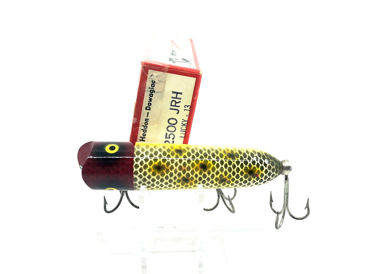 Heddon Lucky 13 2500 JRH, Frog Scale/Red Head Color with Box