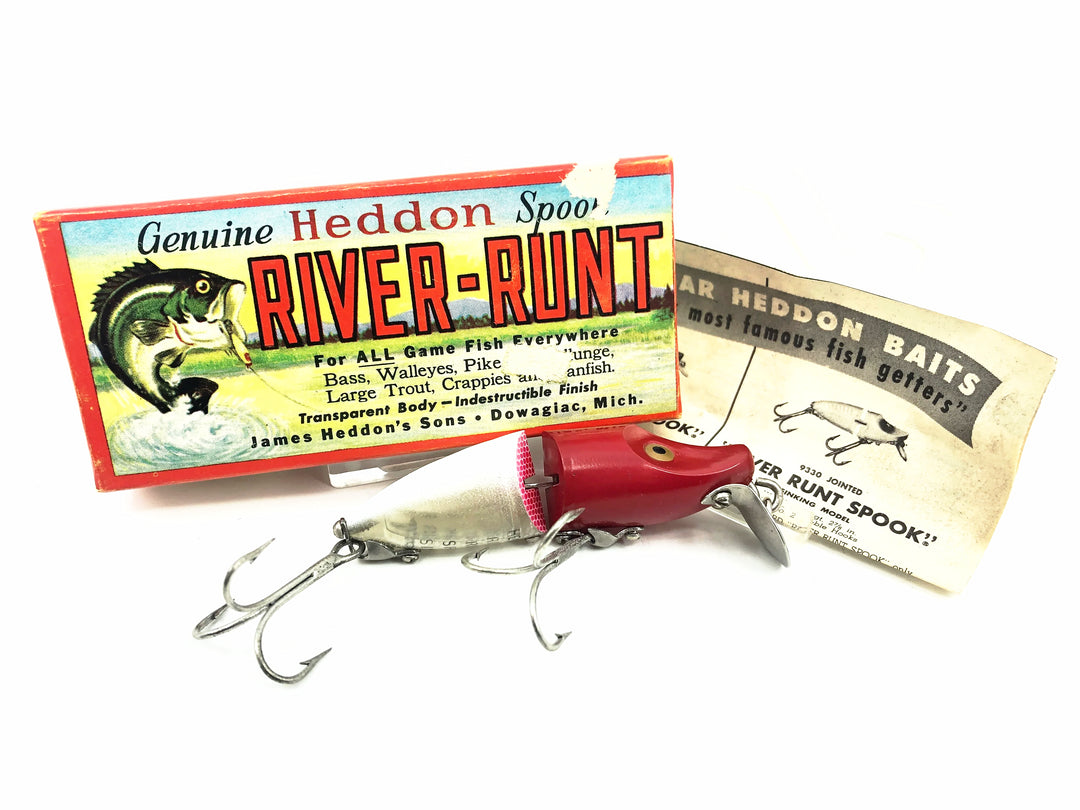 Heddon Jointed River Runt 9330-RH, Red Head/White Color w/Box