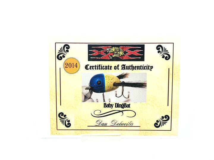 Musky Dan (XXX Lures) Baby Dingbat, Blue Head/White/Silver Flitter w/COA
