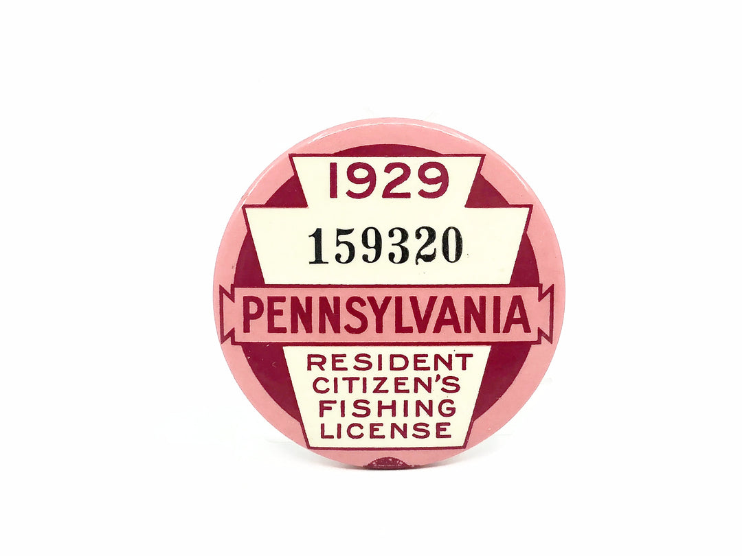 1929 Pennsylvania Resident Fishing License Button