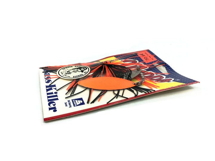 Mepps Bass Killer Willow Leaf Blade BKW38, NO-BO Neon Orange Blade/Black/Orange Color on Card
