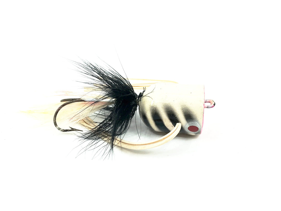 Large Vintage Fly Popper, White/Black Ribs Color