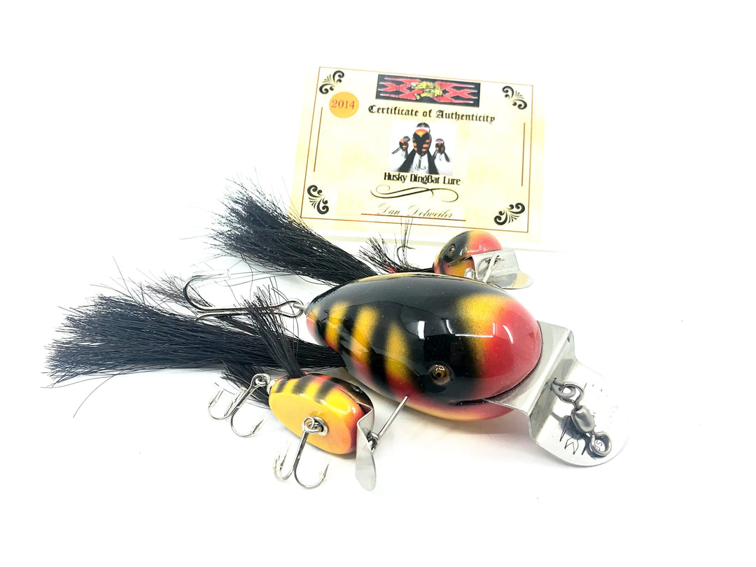 Musky Dan (XXX Lures) Husky Dingbat Trio, Gold/Yellow/Red/Black Back & Ribs Color w/COA