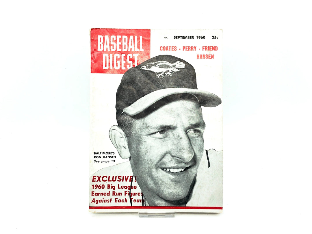 Vintage September 1960 Baseball Digest, Coates, Perry, Friend, Hansen