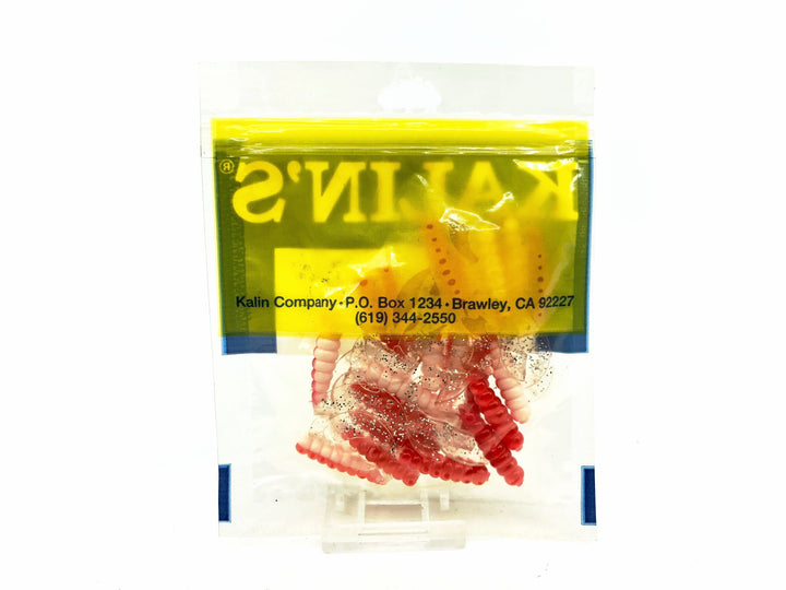Kalin's 1 3/4" Soft Grubs, Red/White/Clear Tail Color - 20 Count