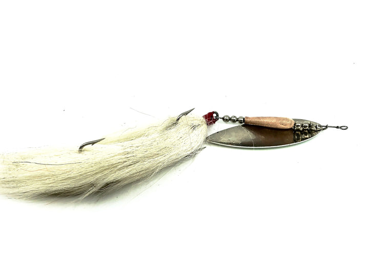 Spinda Spinners Tandem Musky Bucktail Spinner, White/Silver Color