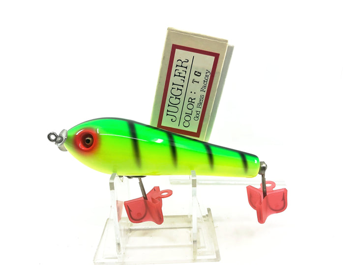 God Bless Factory Topwater Kingdom Juggler Lure, TG Green/Chartreuse/Black Ribs Color w/Box