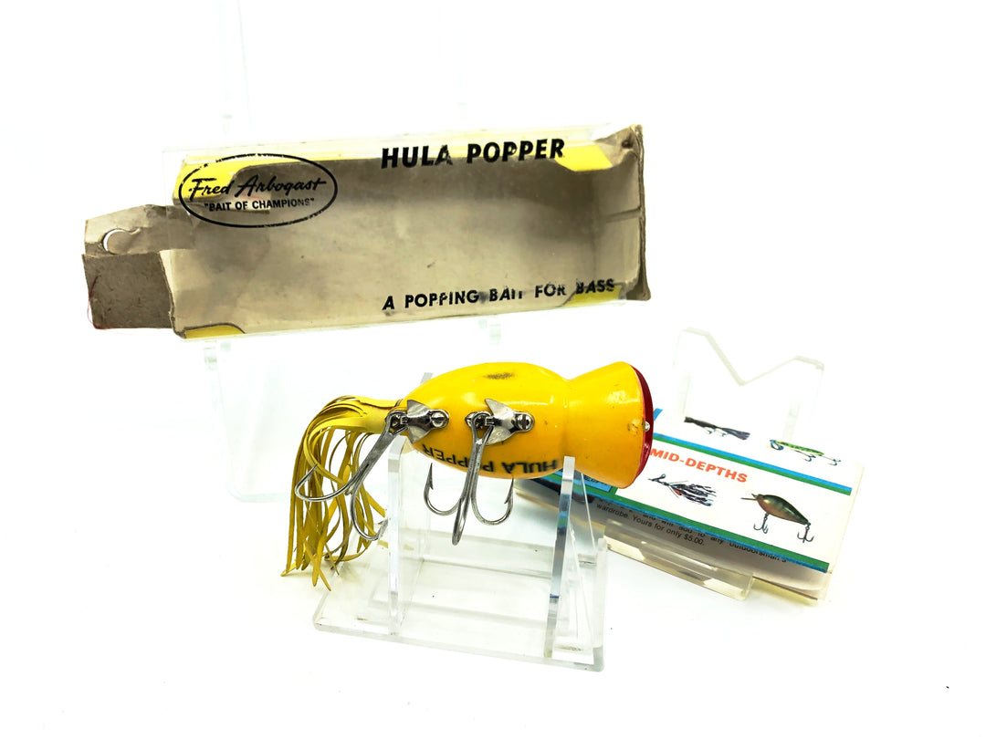 Arbogast Hula Popper 750 Bug-Eyed Model, Frog/Yellow Belly Color with Box